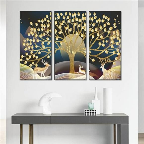 Golden Tree Wall Stickers Peel and Stick Vinyl Decals for Living Room Decor - Picture 2 of 8